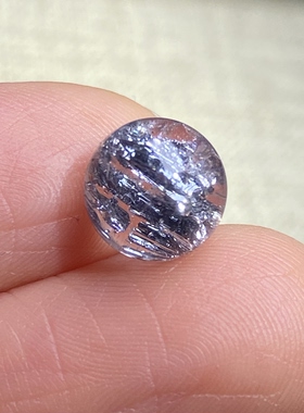 天然水晶包裹体铁矿吊坠圆珠DIY水晶单珠饰品可做戒指8mm一物一图