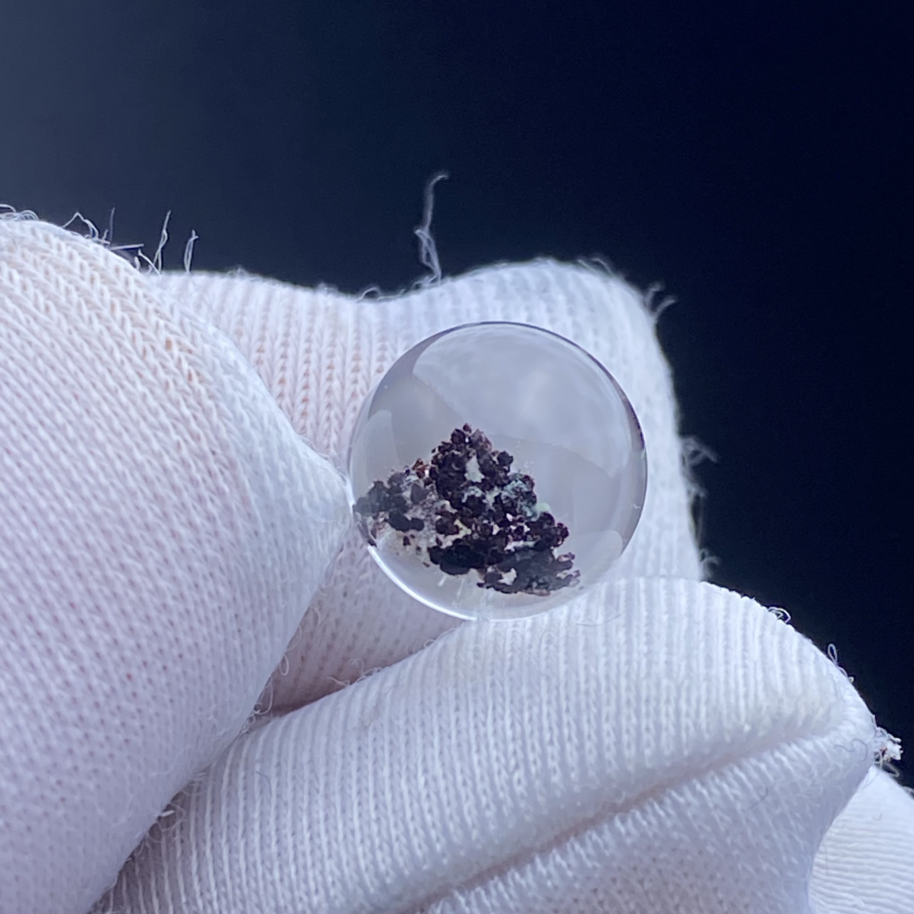 天然水晶包裹体云母花银山吊坠圆珠DIY水晶单珠可做戒指8mm