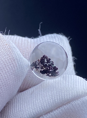 天然水晶包裹体云母花银山吊坠圆珠DIY水晶单珠可做戒指8mm