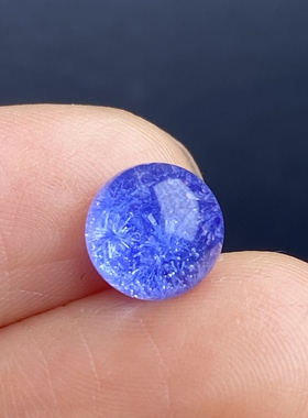 天然水晶蓝发晶吊坠圆珠DIY蓝线石单珠饰品可做戒指7.5mm一物一图