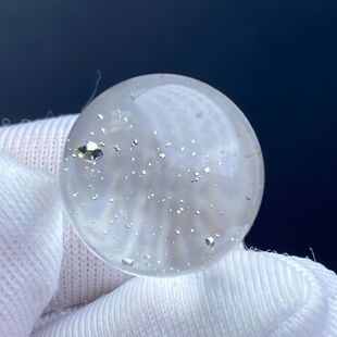 天然水晶满天星黄铜矿吊坠圆珠DIY水晶单珠饰品项链13.5mm