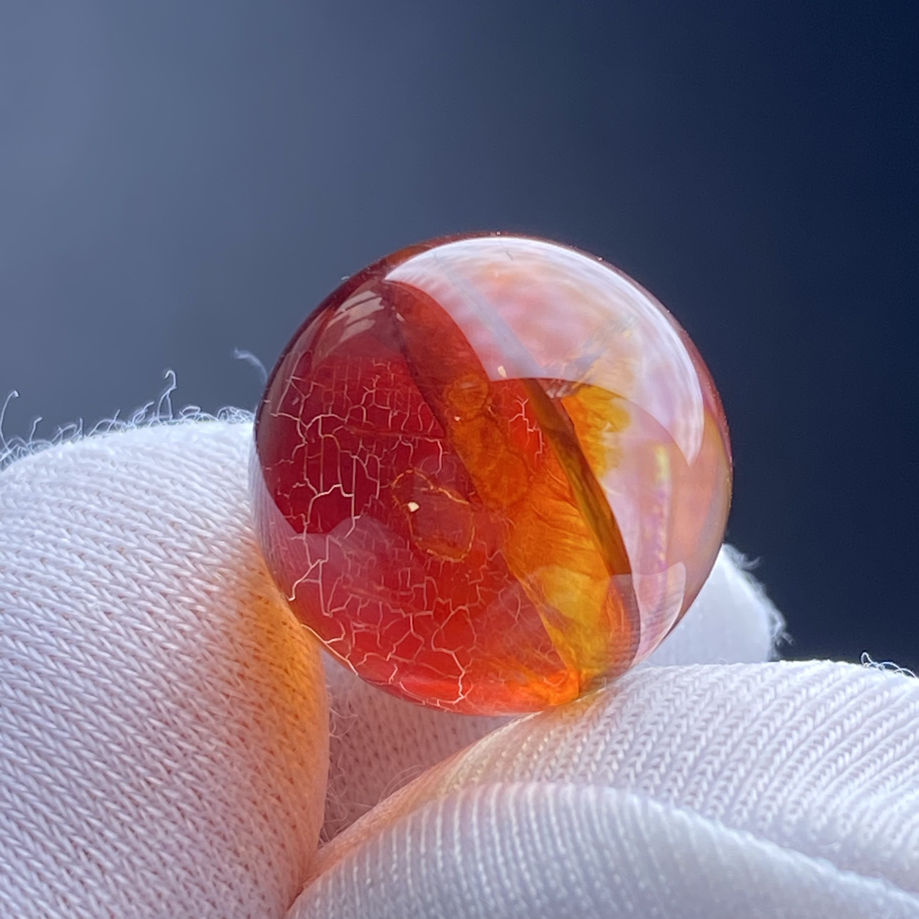 天然水晶特殊纹路红胶花吊坠圆珠DIY水晶单珠饰品项链14mm