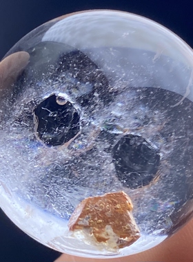 天然水晶包裹体水胆吊坠圆珠DIY水晶单珠饰品项链25mm一物一图