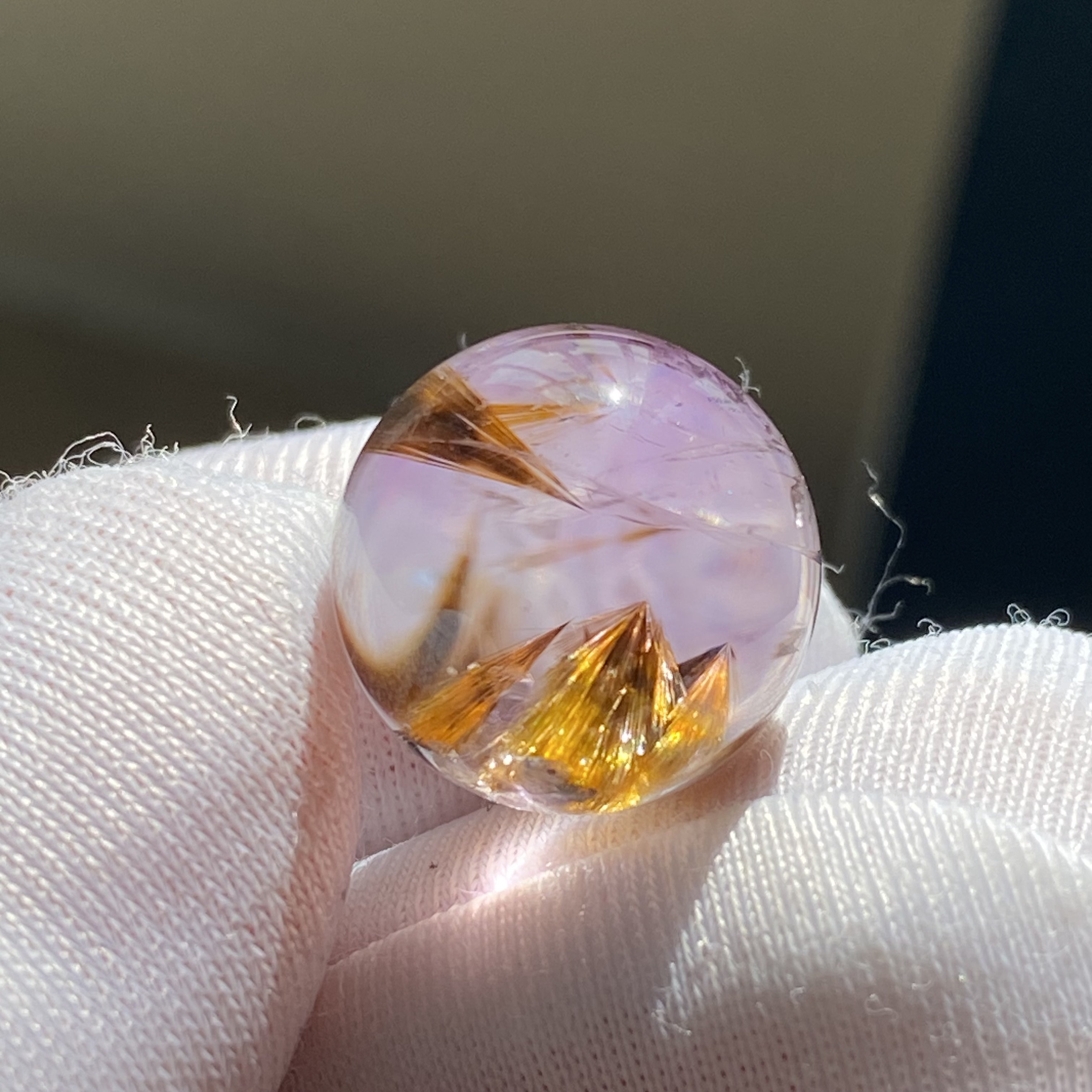 天然水晶紫钛吊坠圆珠DIY水晶单珠饰品项链13mm一物一图