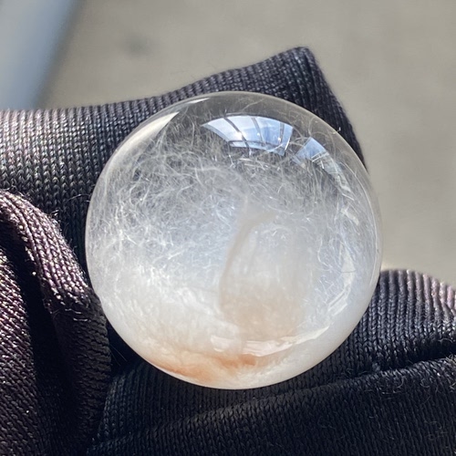 天然水晶白兔毛吊坠圆珠DIY兔毛单珠饰品项链16mm一物一图