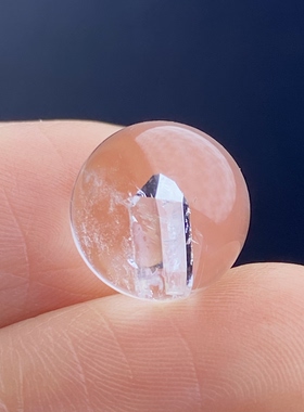 天然水晶包裹体晶中晶吊坠圆珠DIY水晶单珠饰品项链10.5mm