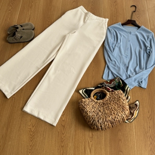 女大码 西班牙单复古高腰Soft莫代尔垂感显瘦窄版 显腿长拖地直筒裤