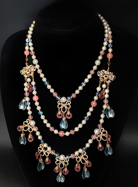 忆阁红妆琉璃珍珠璎珞女项链