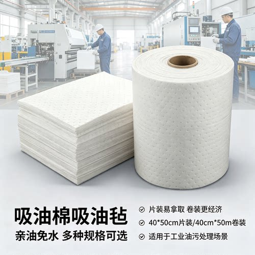 高效工业吸油棉PP吸油毡吸油索