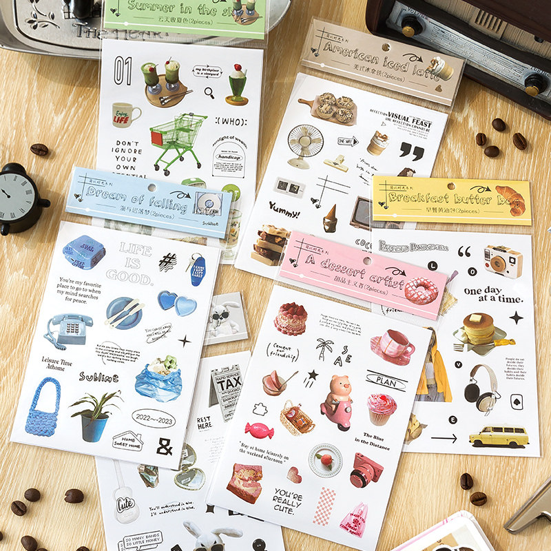 柠檬家 简以时光ins风贴纸 创意清新文艺生活小物diy手帐素材 2张