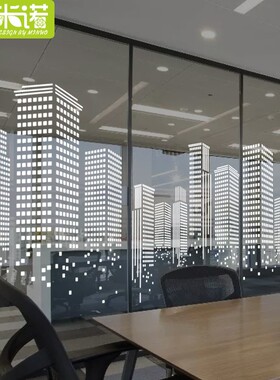 科技建筑会议室地图白色玻璃贴膜