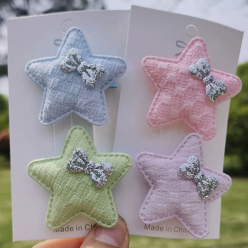 甜美侧边蝴蝶结星星刘海发夹女前额BB夹可爱儿童发卡夹子盘发发饰