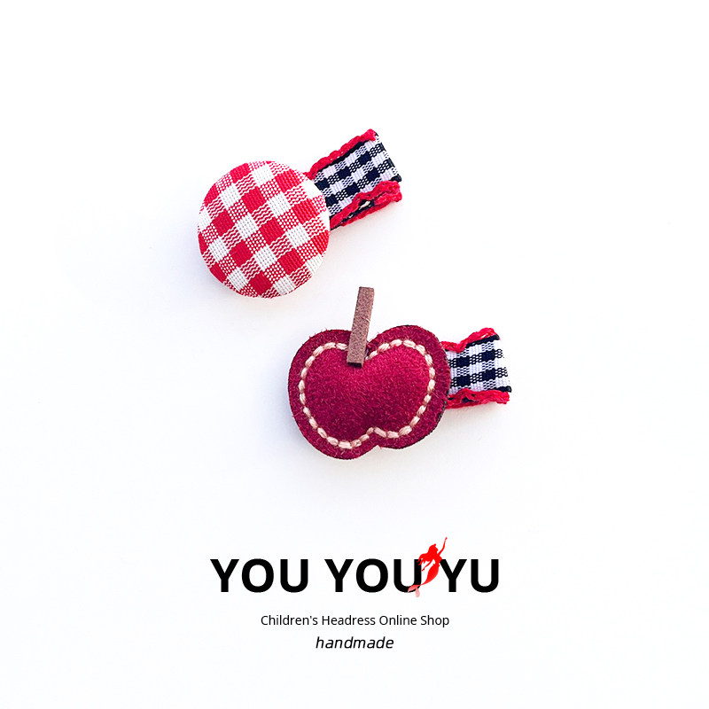 女宝宝发夹可爱百搭红格子花朵发卡婴儿不伤发包布夹发饰 全包夹