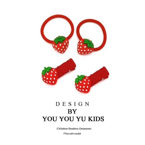 宝宝扎头发发绳女童不伤发小头绳小发圈 草莓发圈全包夹发夹发饰