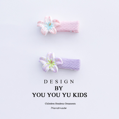 宝宝发夹婴儿可爱百合花发卡胎毛夹女童发饰儿童布艺全包夹头饰