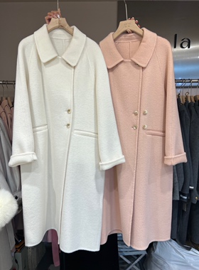 yala亚拉东大门新款气质长款休闲羊毛外套100%羊毛双面羊绒大衣女
