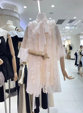 2023春新款法式仙女连衣裙荷叶边气质显瘦小清新温柔木耳边雪纺裙