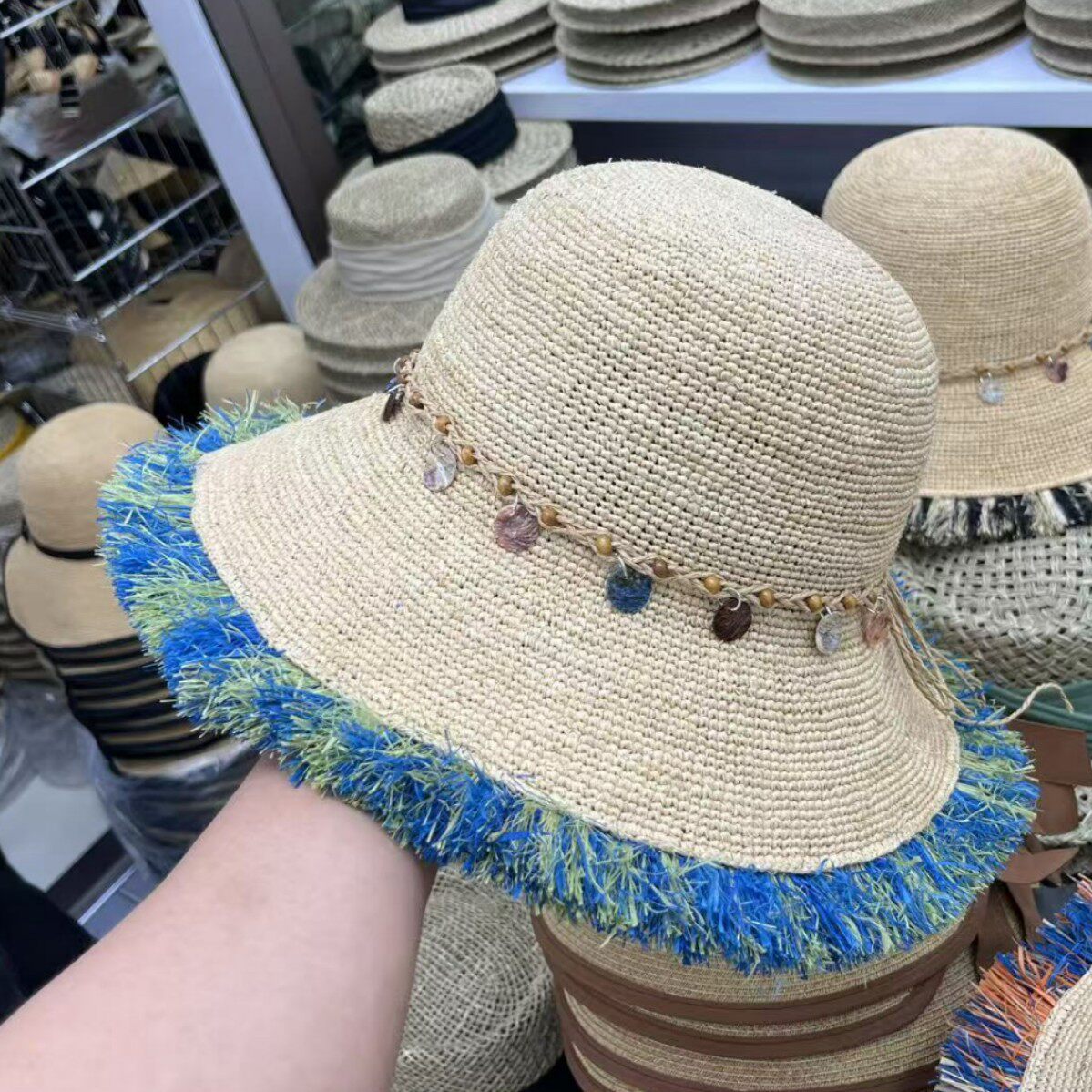 日系大沿拉菲草帽子女夏出游时尚草帽海边度假沙滩遮阳防晒太阳帽