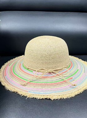出口品质拉菲草帽子女夏季出游度假大檐帽子海边遮阳防晒帽沙滩帽