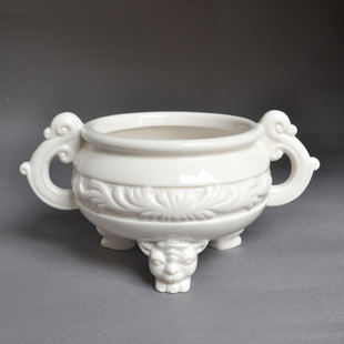 陶瓷香炉家用供奉白瓷香火供炉供佛佛前菩萨观音上香插香碗小大号