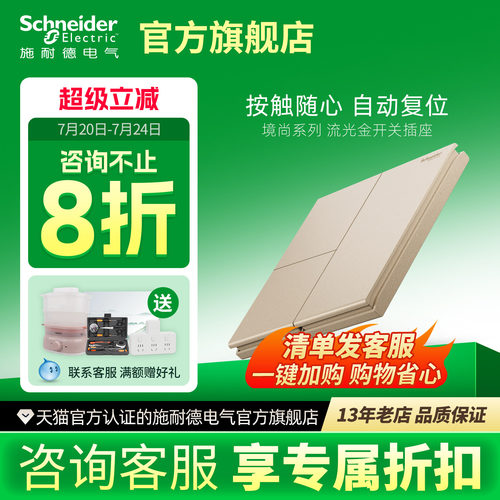 施耐德一开五孔插座86型