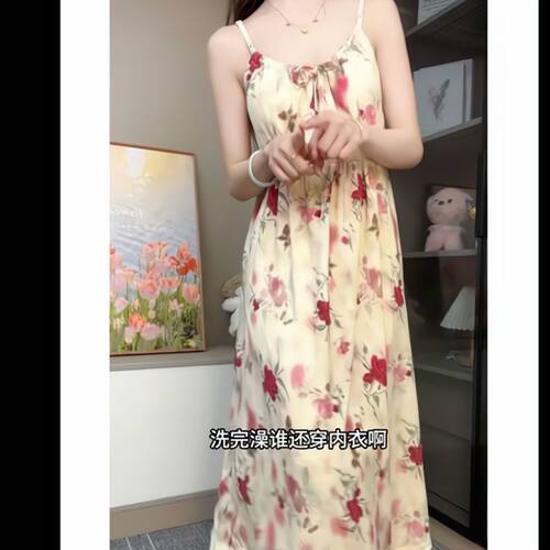 【带胸垫】2025新款吊带小性感清新睡裙女可外穿家居服睡衣女爆款