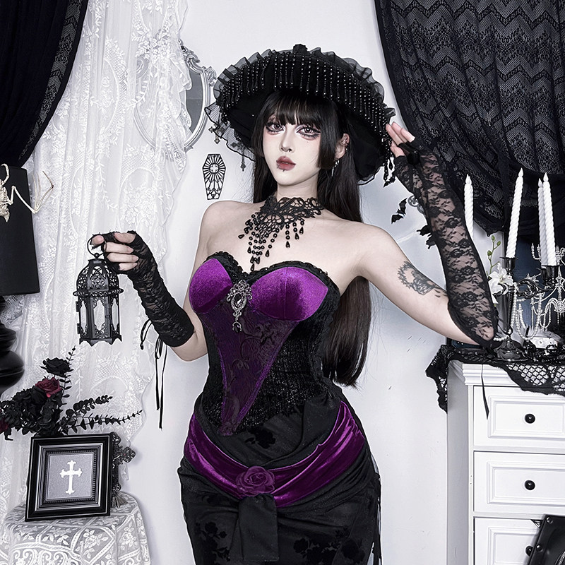 宫廷风蕾丝法式抹胸御姐cos背心