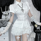 Wannathis万圣节哥特风白色上衣亚比穿搭辣妹cos服亚文化蓬蓬短裙