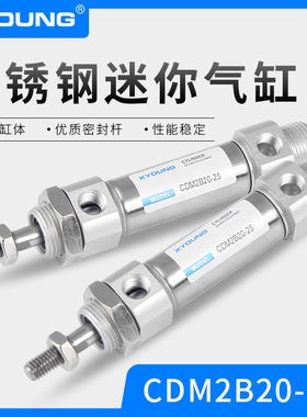 XYOUNG气动不锈钢迷你气缸CDM2B20-50带磁迷你气缸CM2B20-100Z