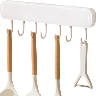 免打孔厨房挂钩一排门后挂衣服挂钩强力粘胶壁挂厨具收纳挂架排钩