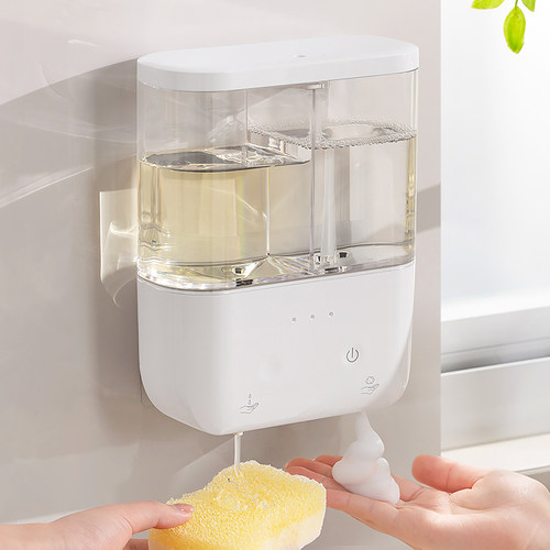 洗洁精自动感应器智能洗手液机厨房电动起泡器双头凝胶泡沬机壁挂