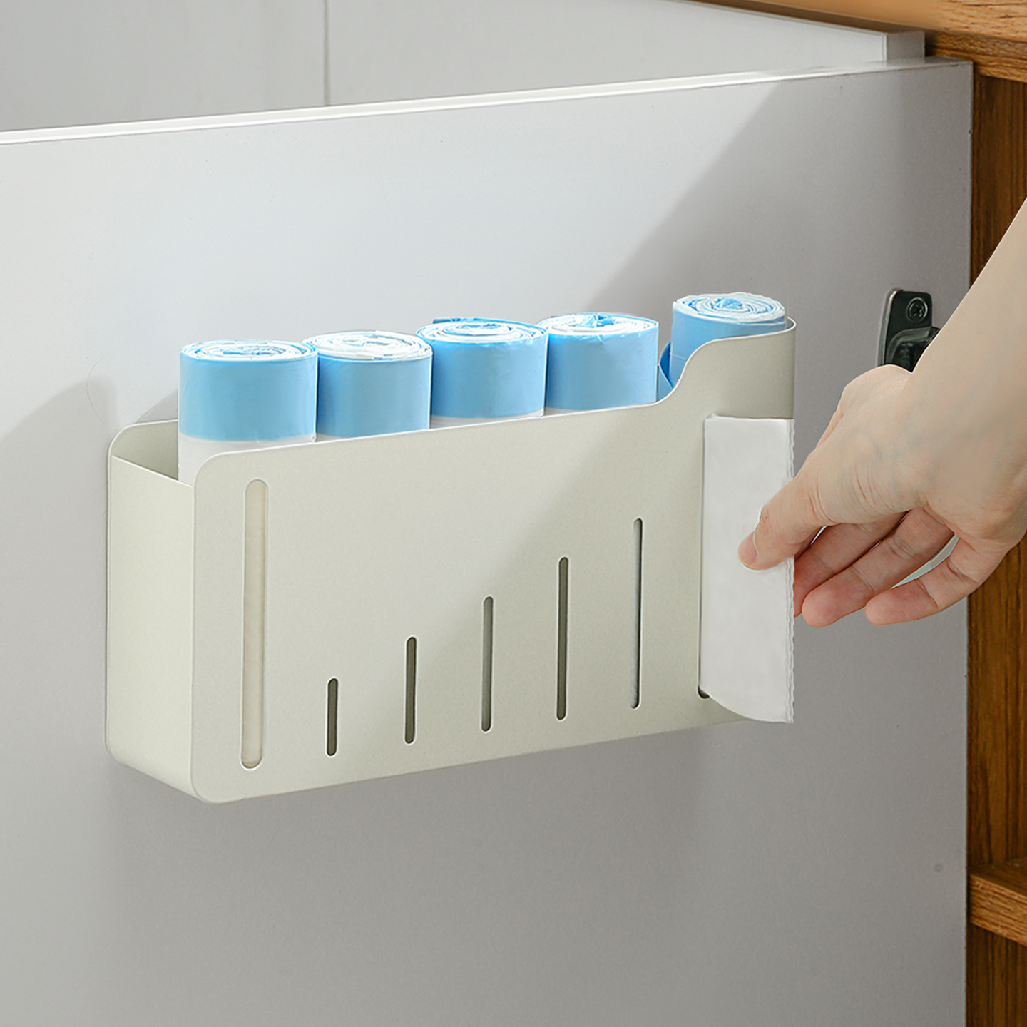 厨房壁挂式垃圾袋收纳神器