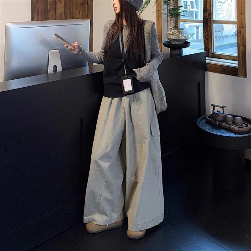 韩系叠穿挂脖背心马甲长袖打底衫套装女款2026年春秋季新款套装潮