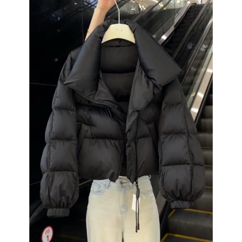 时尚加厚防寒黑色棉服女冬季新款通勤休闲小个子短款面包服外套