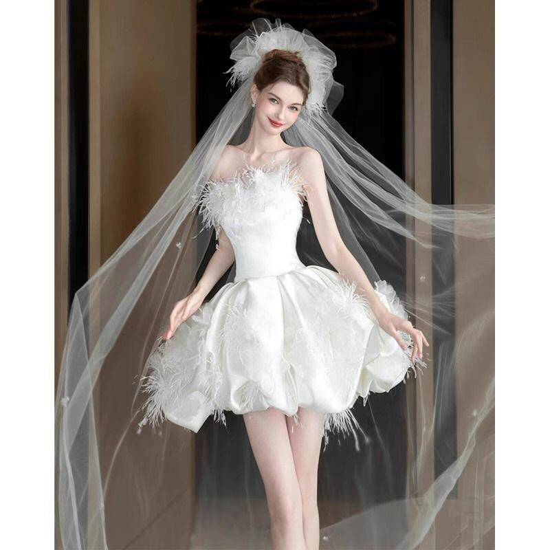 法式缎面轻婚纱2025新款高级感轻奢小众成人礼生日party小礼服裙