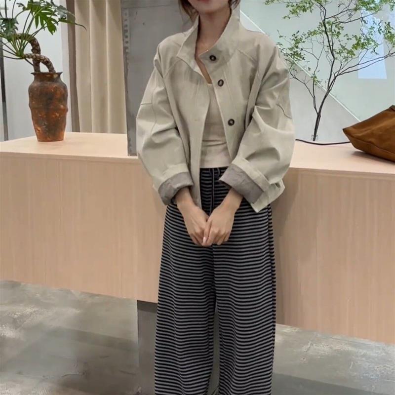 短款巨好看立领风衣外套女装春秋新款2026宽松休闲小个子夹克上衣