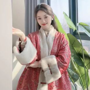 新中式国风女装宋锦宽松棉服2025年冬季复古盘扣加厚高级感外套女