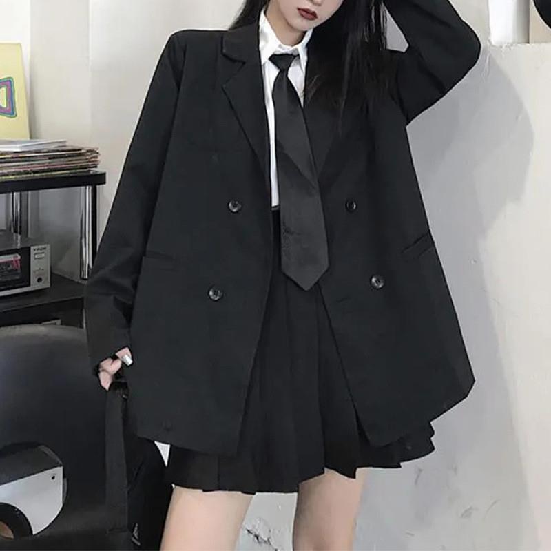 2026新款韩版帅气春秋季女装黑暗系衬衫+百褶裙套装街头两件套潮