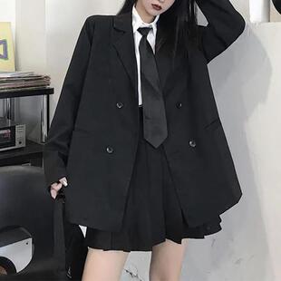 2026新款韩版帅气春秋季女装黑暗系衬衫+百褶裙套装街头两件套潮