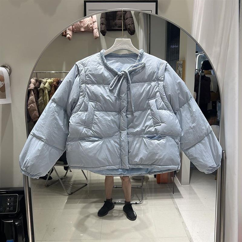 甜美学院风短款棉服女小个子保暖棉衣韩版时尚圆领休闲百搭厚外套