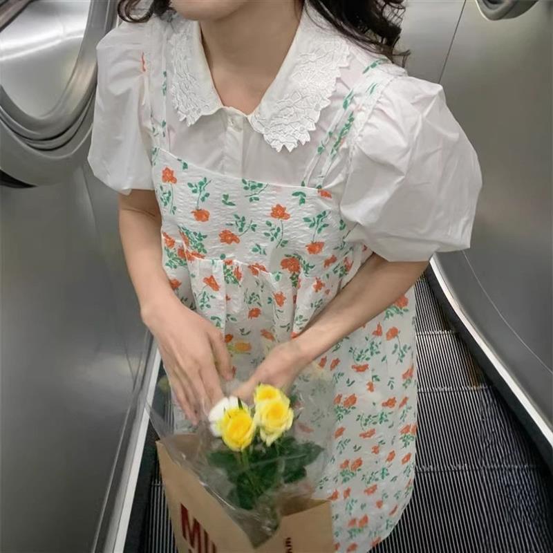 2026年夏季新款女装韩版时尚百搭双肩带碎花裙元气少女娃娃吊带裙