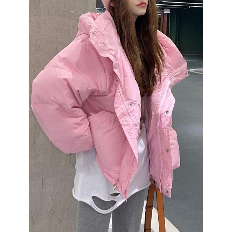 高级感小个子韩风棉服厚外套2026秋冬设计感小众连帽宽松面包服女