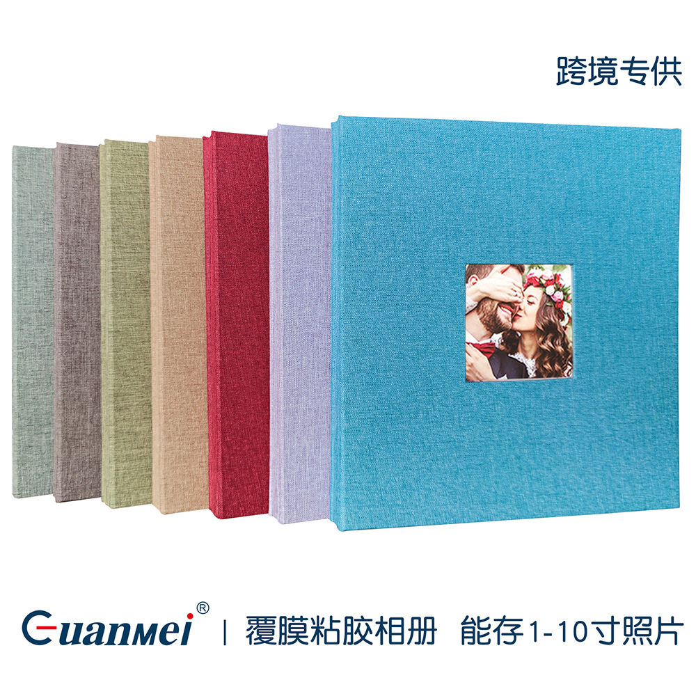 新品 出口欧美相册布艺纪念册1-10寸创意礼品自粘式覆膜相册本diy