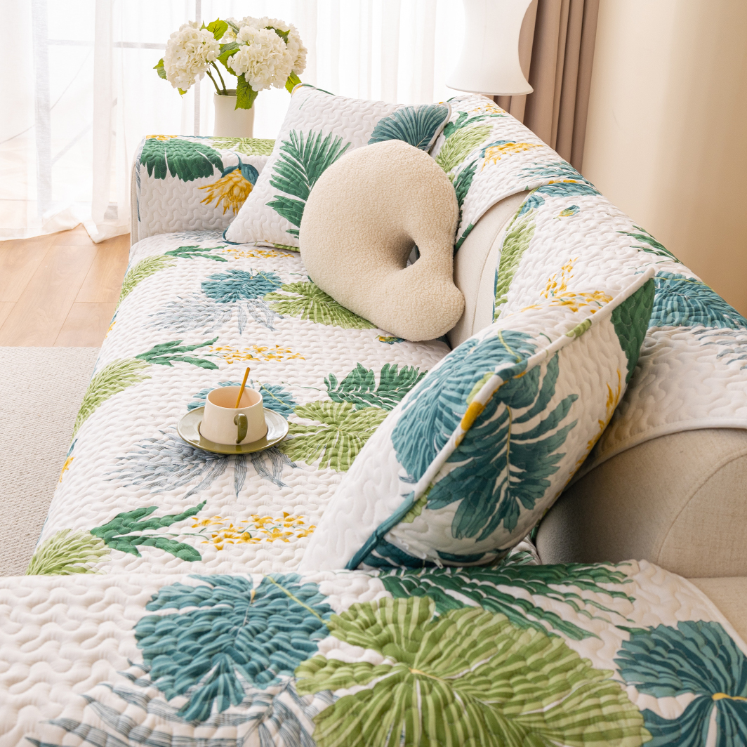 美式乡村全棉沙发垫田园四季通用坐垫子皮防滑盖布巾布艺纯棉套罩