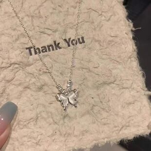 X010冷淡风冰透猫眼石蝴蝶项链精致高颜值配裙子锁骨树脂链女