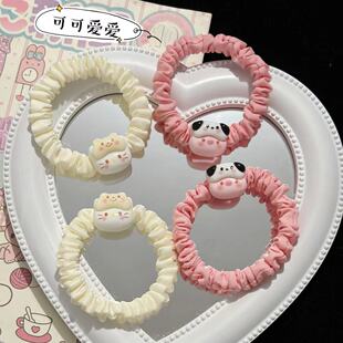 T917可爱小猫小猪眼罩发圈少女心发绳情侣皮筋卡通甜美小肠圈发饰