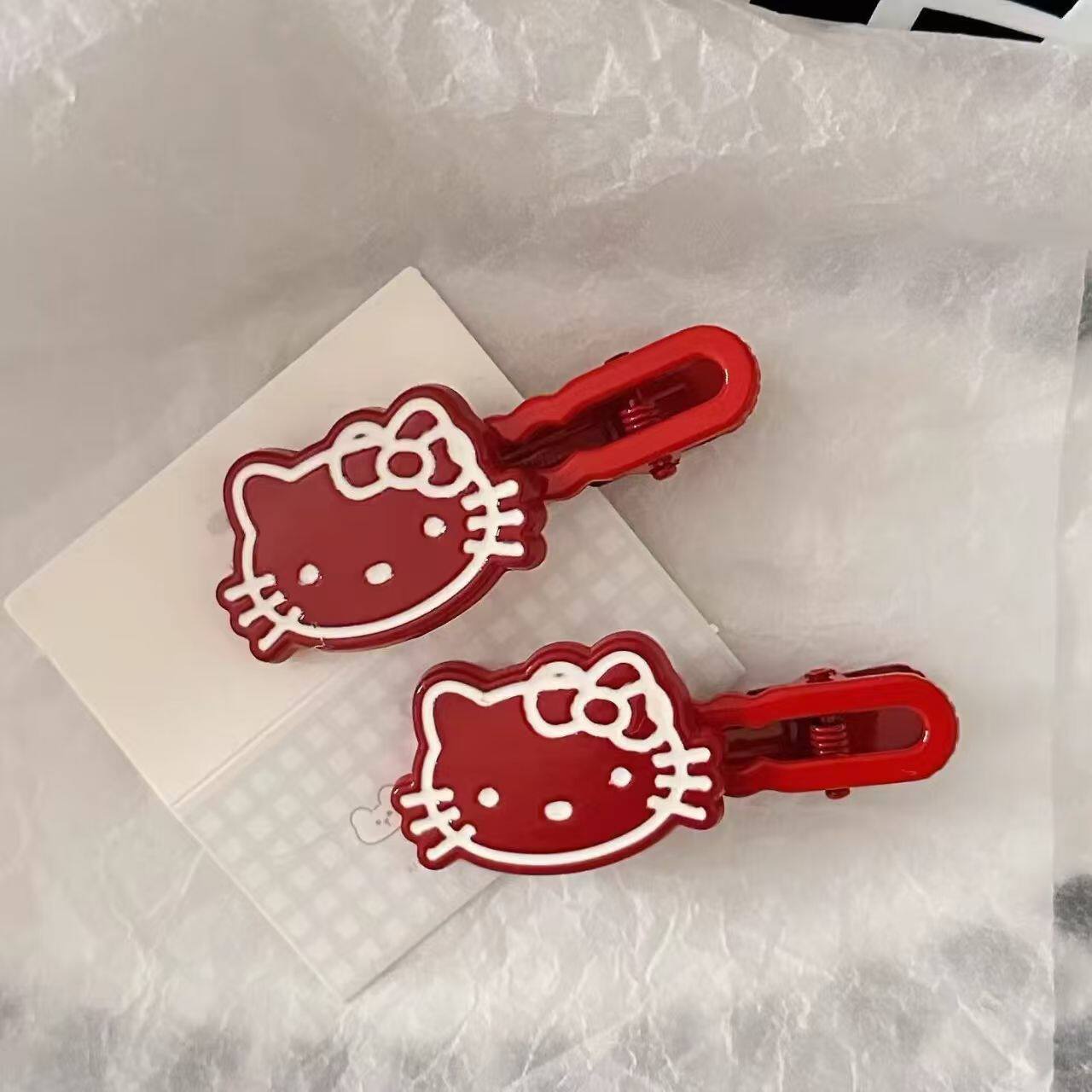甜酷风红色猫咪卡通发夹刘海夹