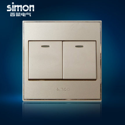 西蒙开关插座56系列香槟色2二位单控双开单联86型面板V51021BY-56