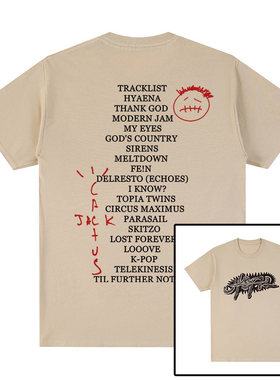Travis Scott短袖T恤Utopia嘻哈街头字母INS TEE T-shirt欧美说唱