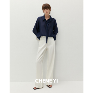 ROW风莱赛尔棉混纺直筒设计感白色牛仔裤 请先加购 女 正在补单